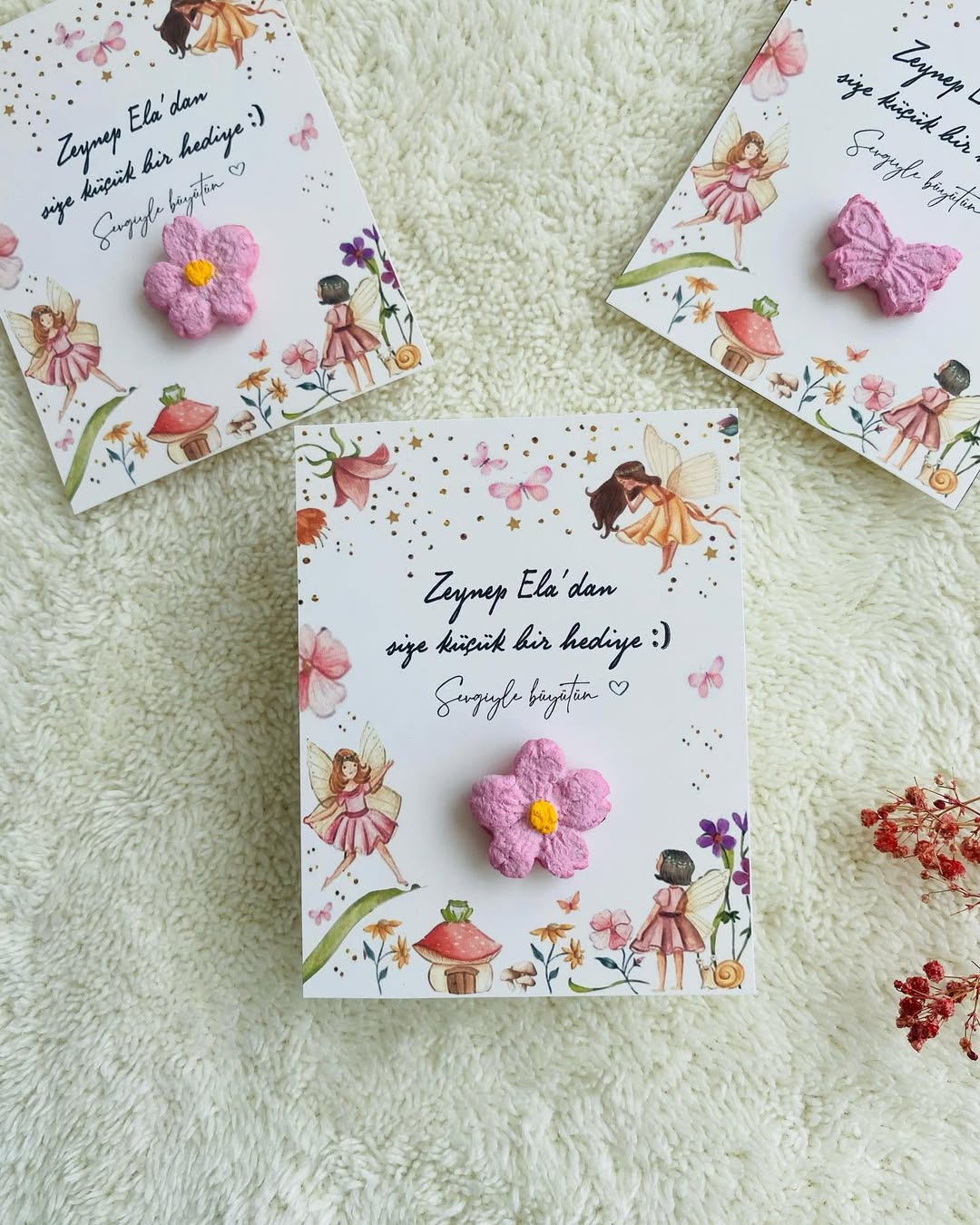 My Design - Masal Diyarı Desenli Çiçekli Yenidoğan Tohum Kartı