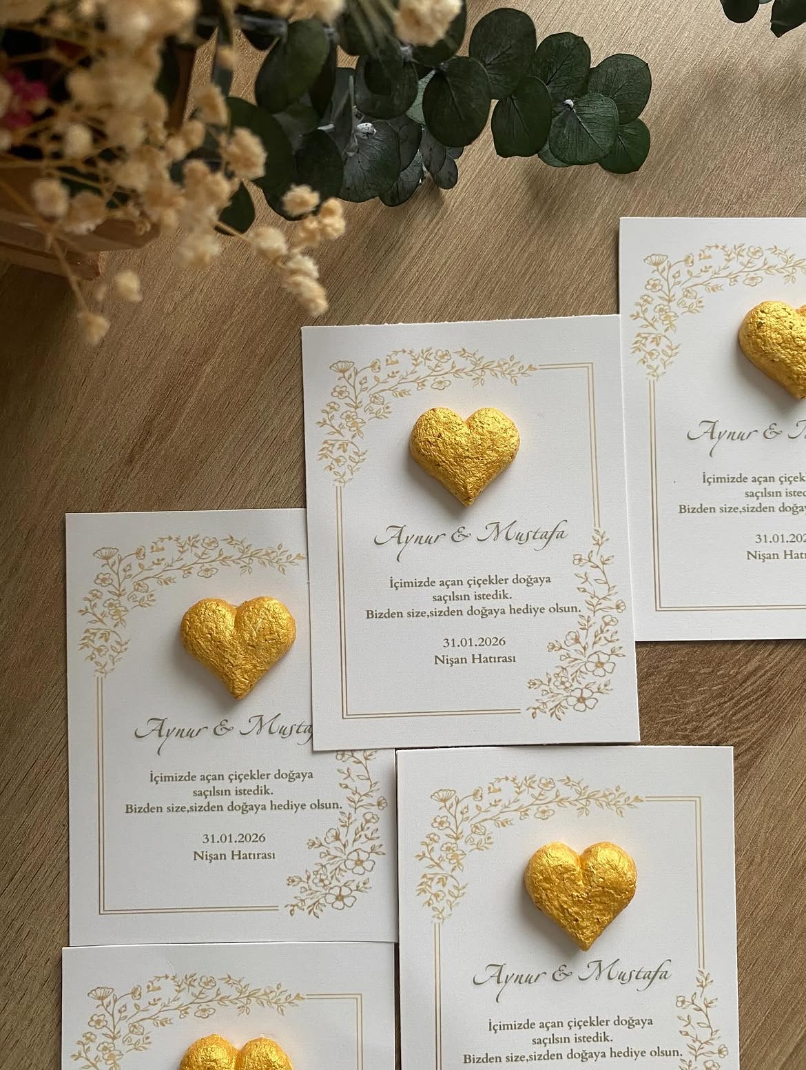 My Design - Gold Kalp Detaylı Şık Tasarım Tohum Kartı