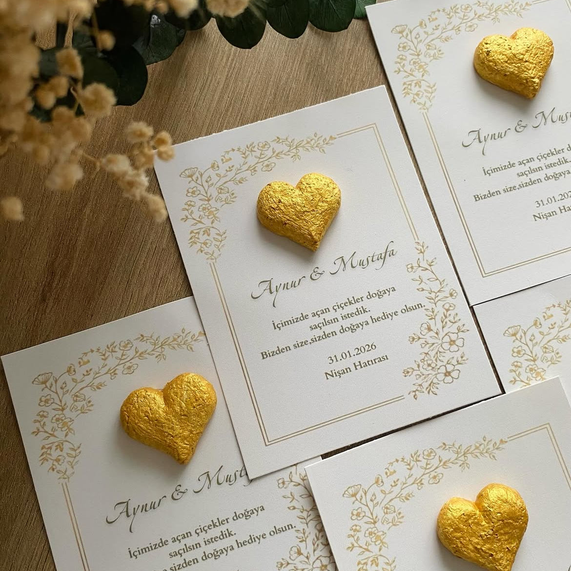 My Design - Gold Kalp Detaylı Şık Tasarım Tohum Kartı