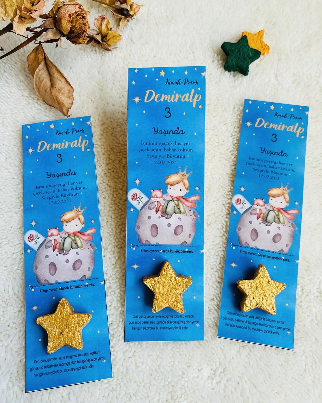 My Design - Küçük Prens Desenli Yıldızlı Doğum Günü Tohum Kartı