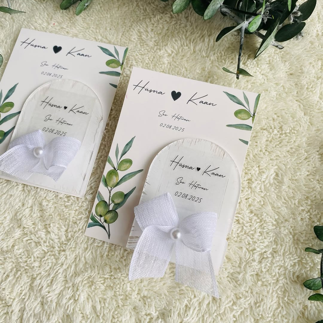 My Design - Zeytin Dalı Kart Detaylı Pileksi Magnet