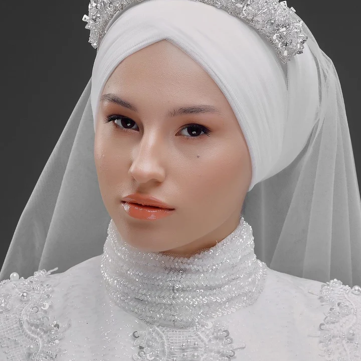 Gelinaksesuari - Yoğun Kristal Yapraklı Tesettür Gelin Tacı – Işıltılı Bridal Taç | 756