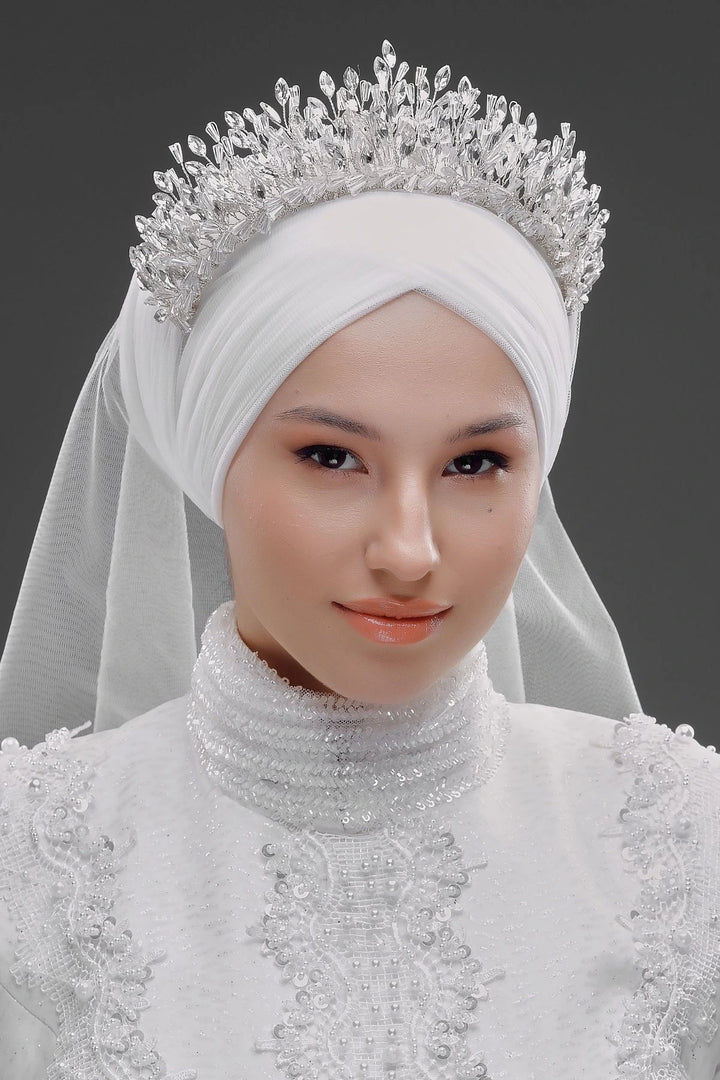 Gelinaksesuari - Gösterişli Kristal Tesettür Gelin Tacı – Işıltılı ve Zarif | 764