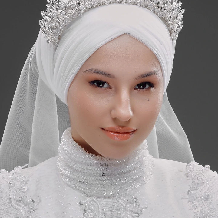Gelinaksesuari - Gösterişli Kristal Tesettür Gelin Tacı – Işıltılı ve Zarif | 764