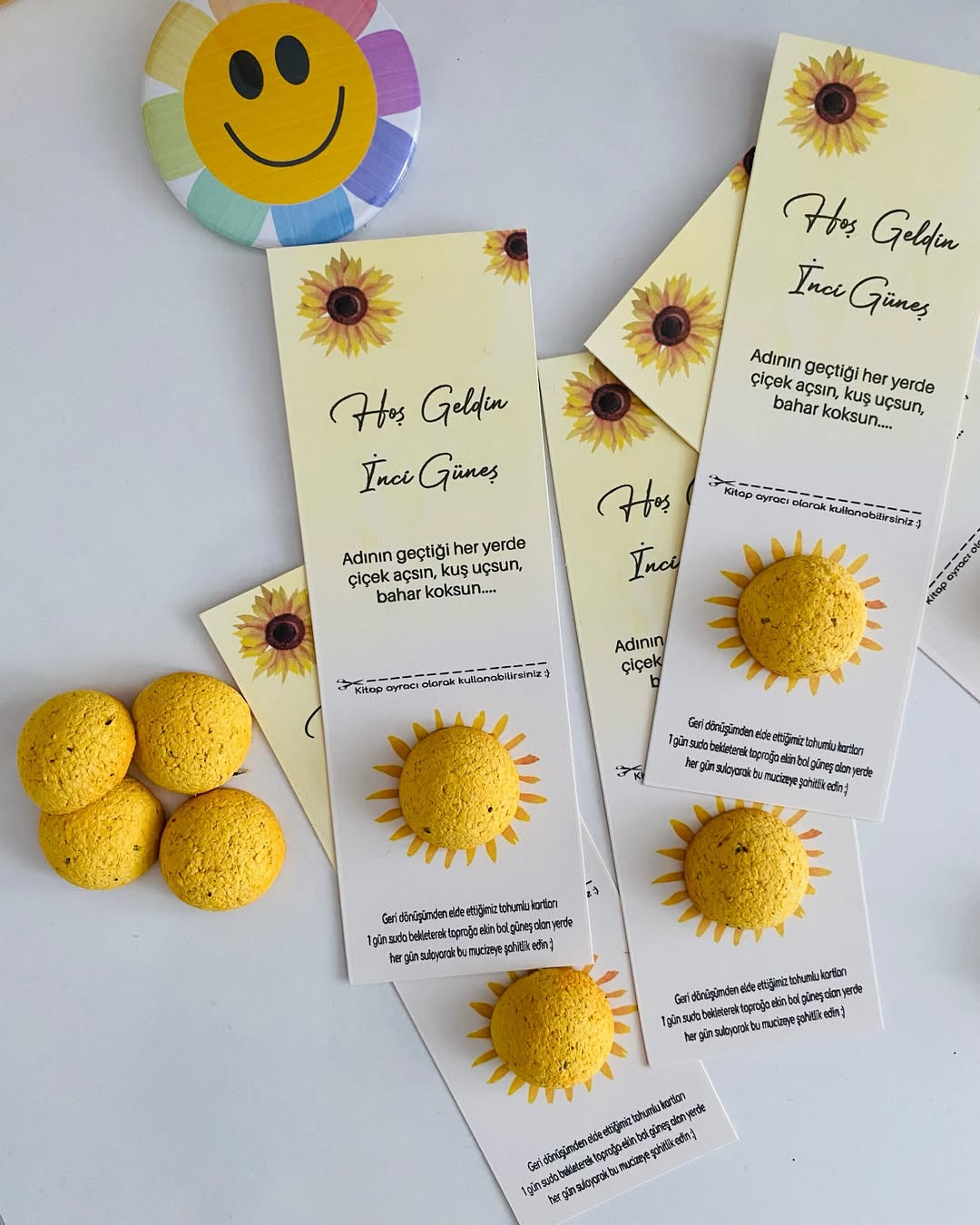 My Design - Güneş Detaylı Kitap Ayracı Yenidoğan Bebek Tohum Kartı