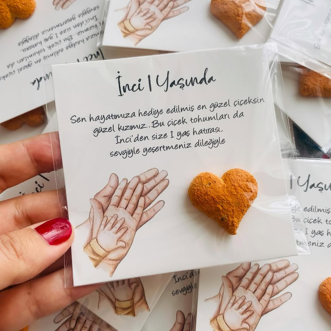 My Design - Turuncu Kalpli Doğum Günü Tohum Kartı