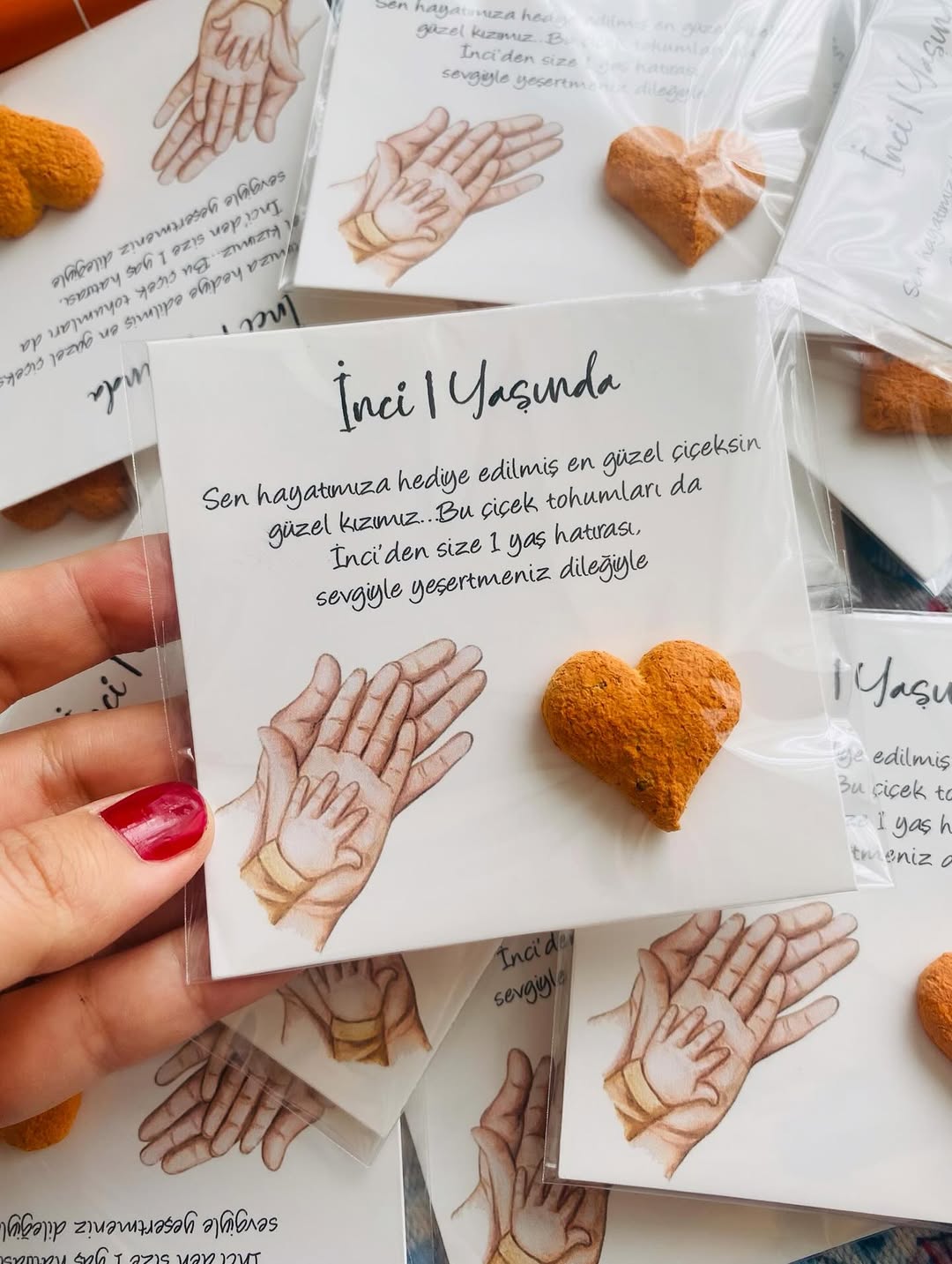 My Design - Turuncu Kalpli Doğum Günü Tohum Kartı