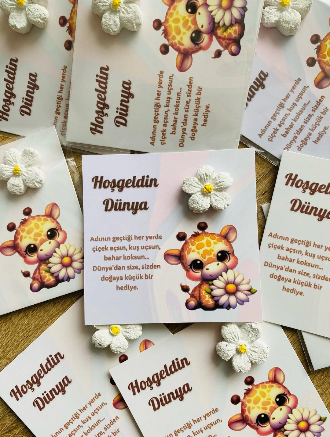 My Design - Sevimli Zürafa Detaylı Yenidoğan Tohum Kartı