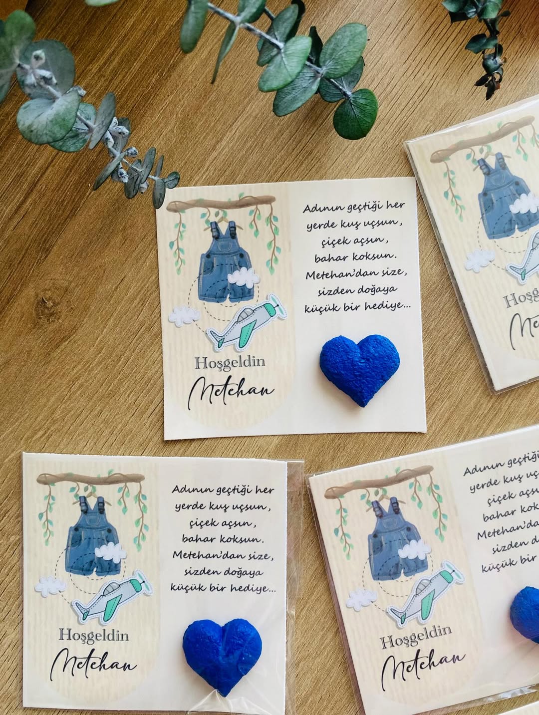 My Design - Mavi Kalp Tohum Bombalı Yenidoğan Tohum Kartı