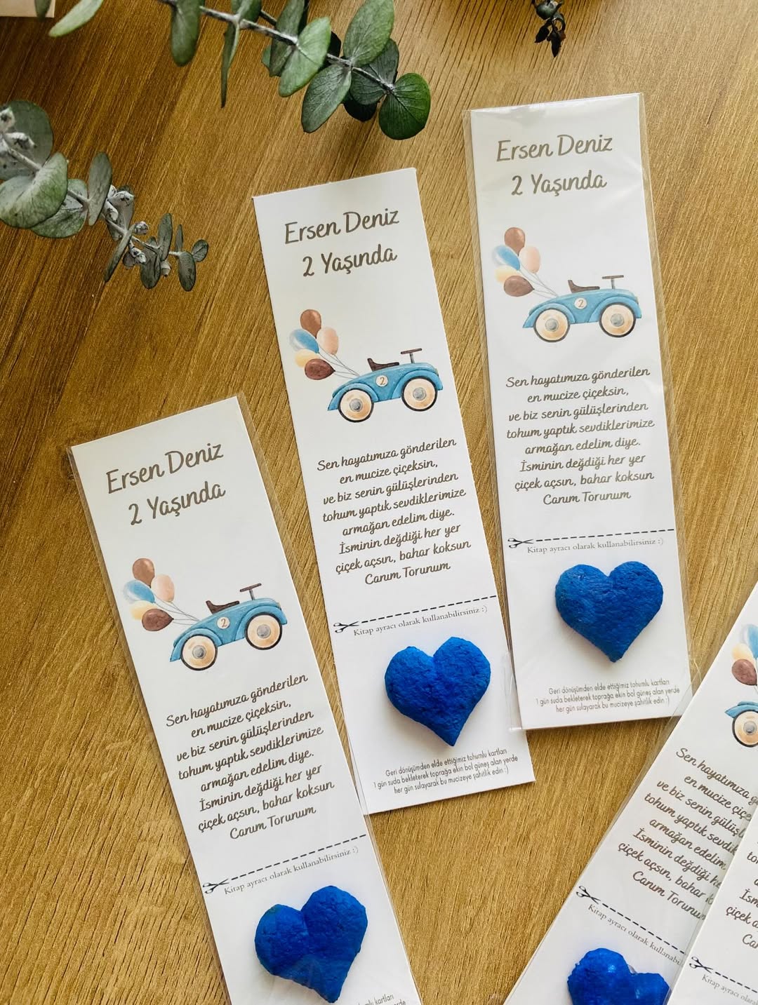 My Design - Mavi Tohum Bombalı Araba Detaylı Doğum Günü Tohum Kartı