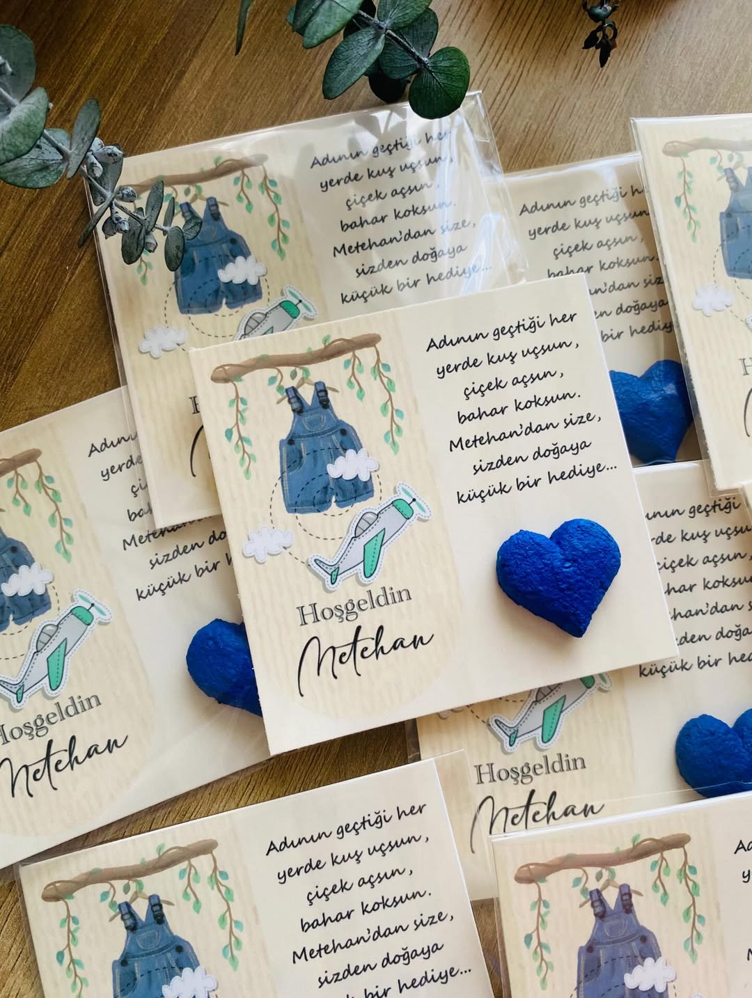 My Design - Mavi Kalp Tohum Bombalı Yenidoğan Tohum Kartı