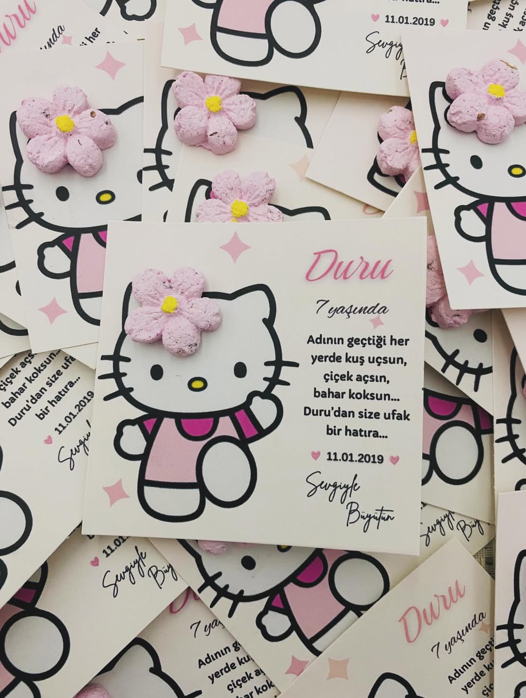 My Design - Kitty Desenli Doğum Günü Tohum Kartı