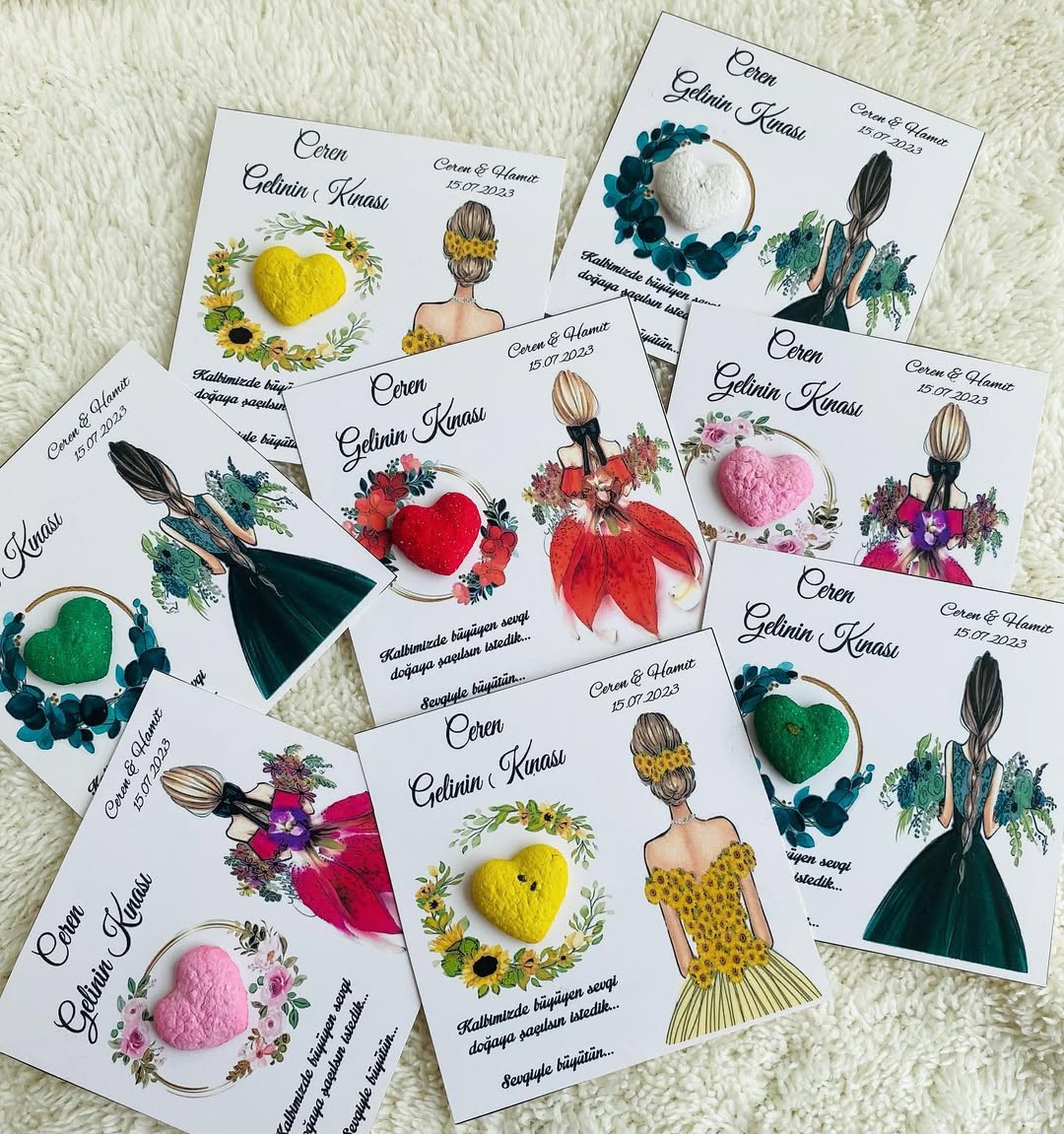 My Design - Rengarenk Kalpli Kına Hatırası Tohum Kartı