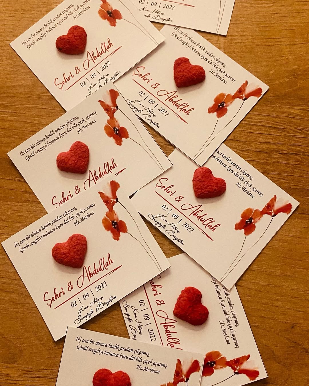 My Design - Kırmızı Lale Detaylı Kına Hatırası Tohum Kartı