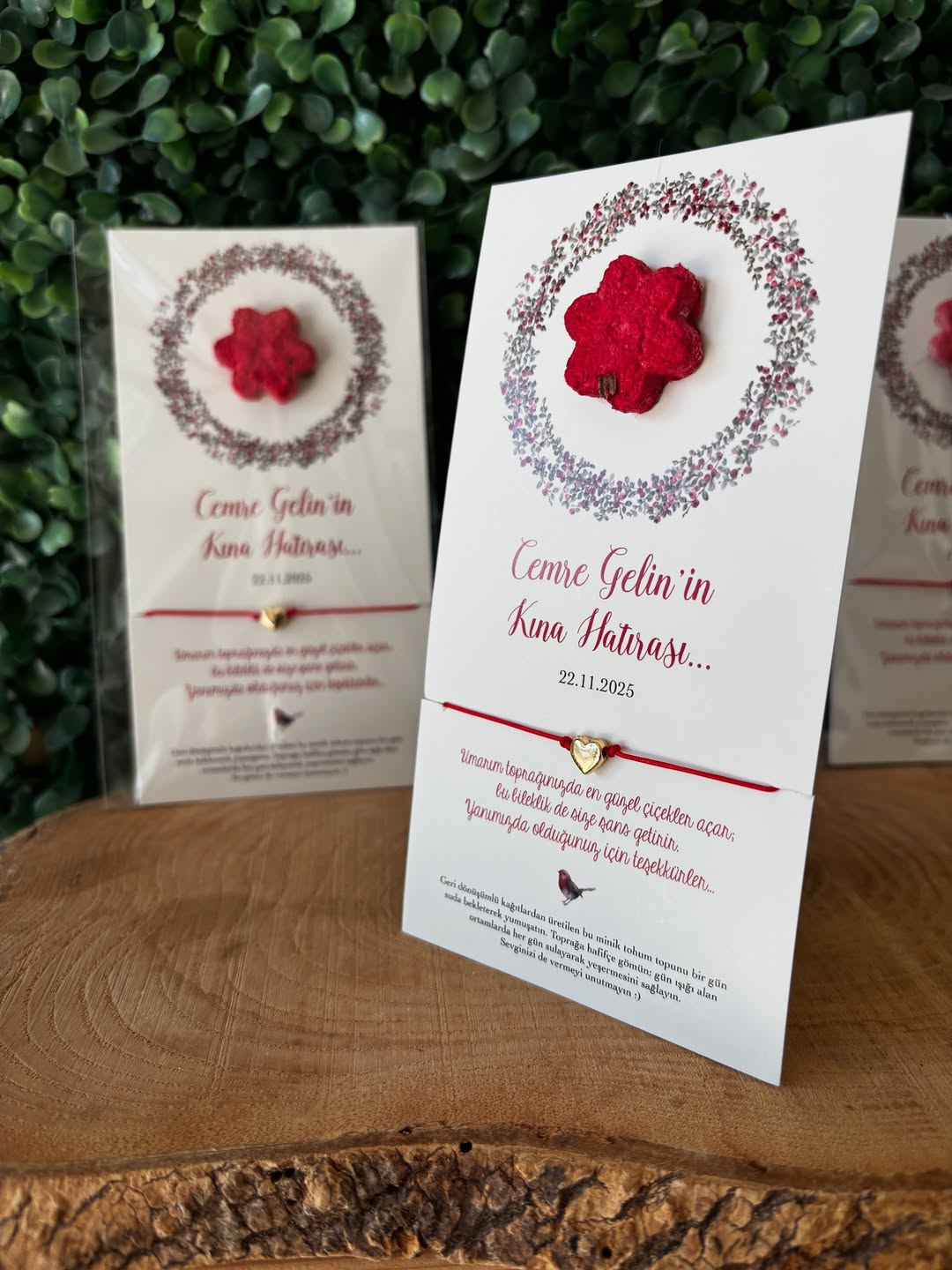 Plantamila - Şans Bilekliği Detaylı Kırmızı Çiçekli Tohum Kartı