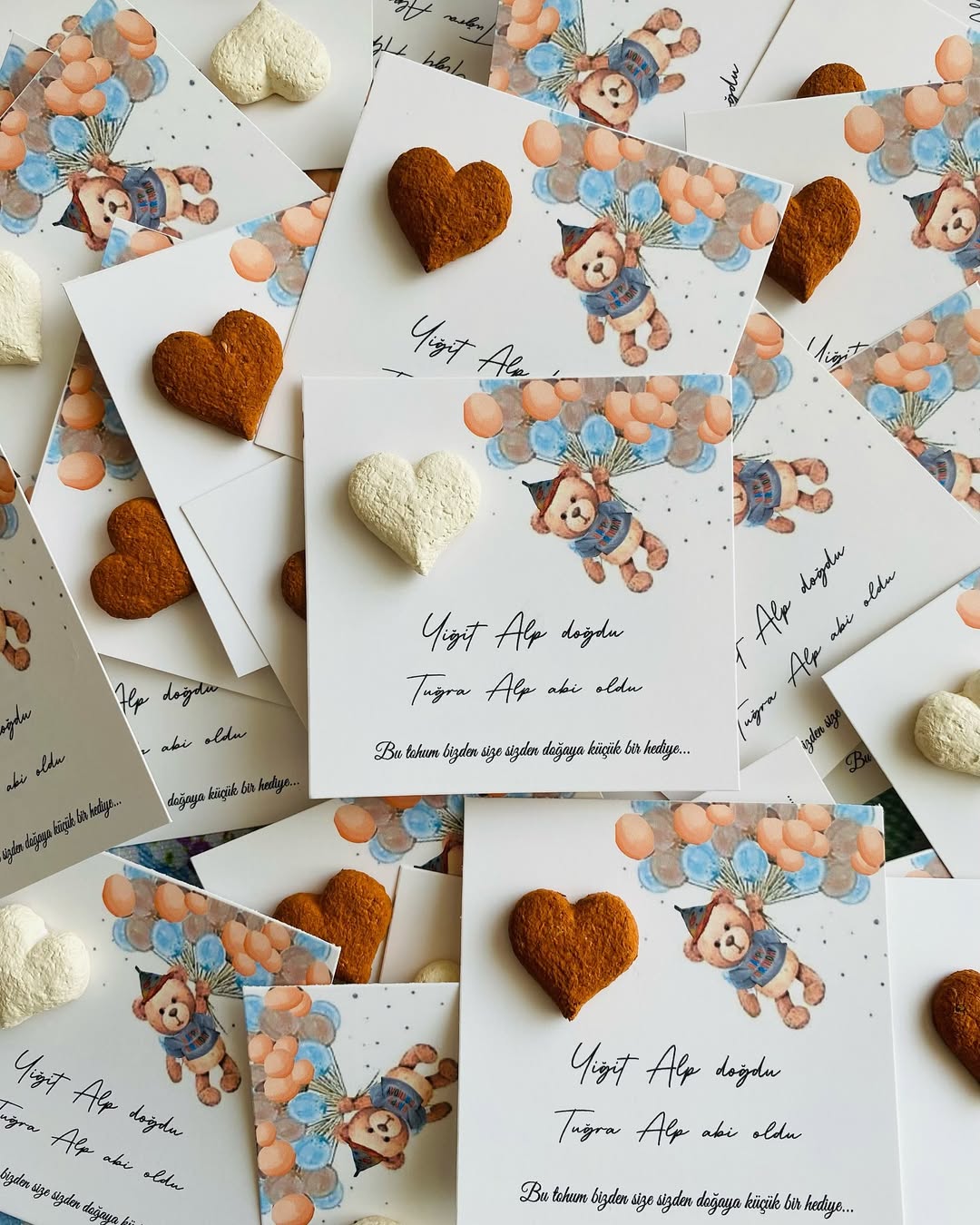 My Design - Balonlu Ayıcık Desenli Yenidoğan Tohum Kartı