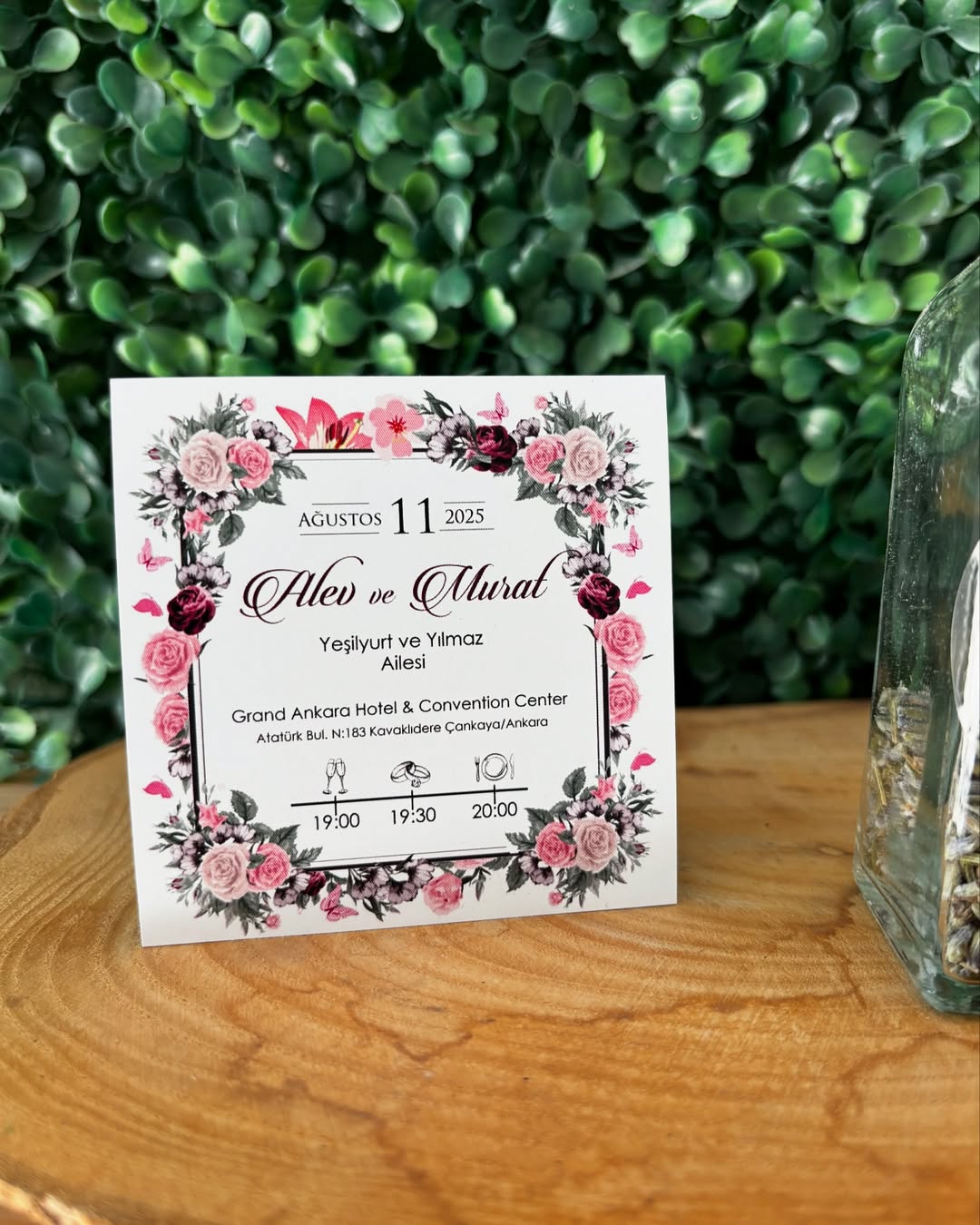 Plantamila - Davetiyeli Cam Şişe Nikah Hatırası