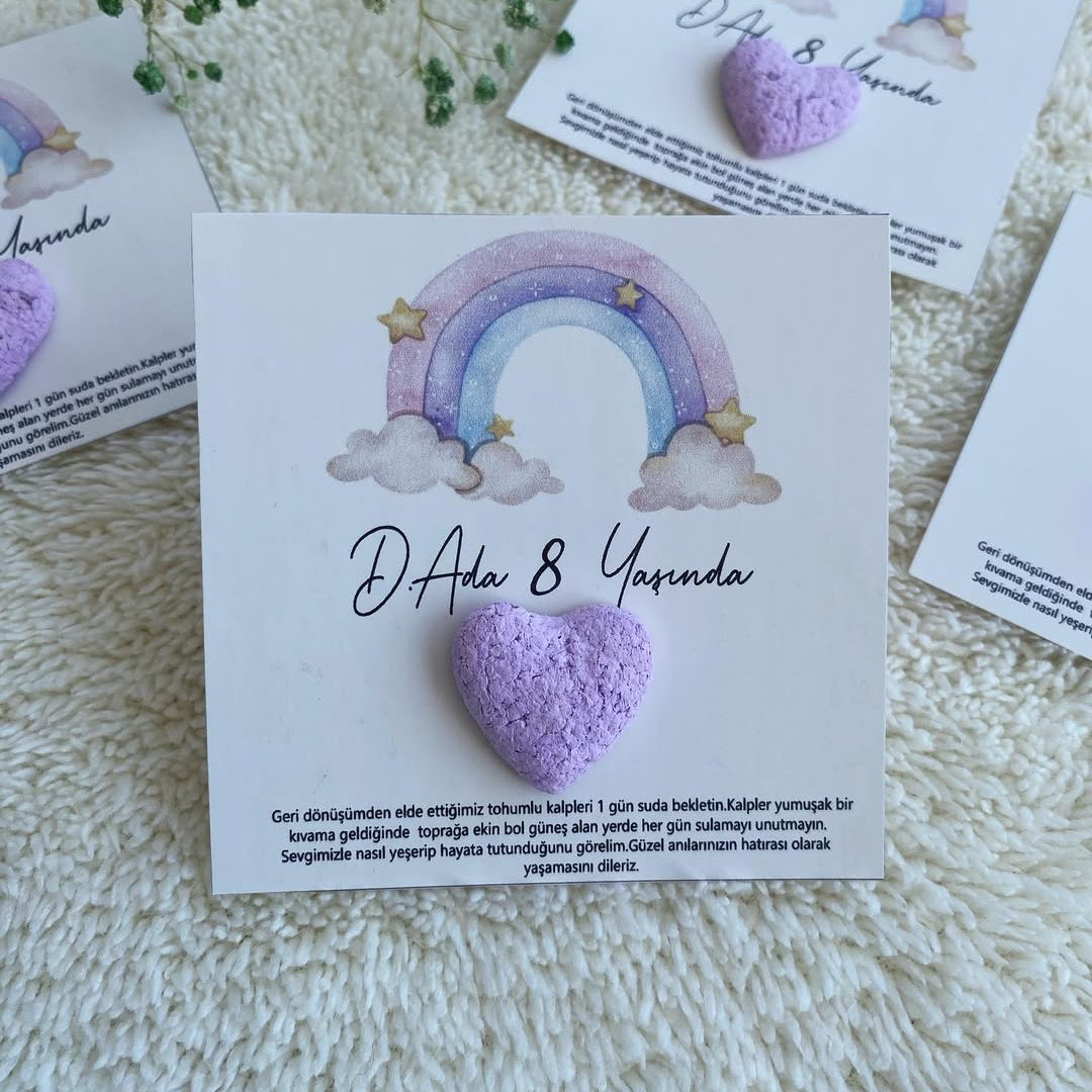 My Design - Mor Gökkuşağı Desenli Doğum Günü Tohum Kartı