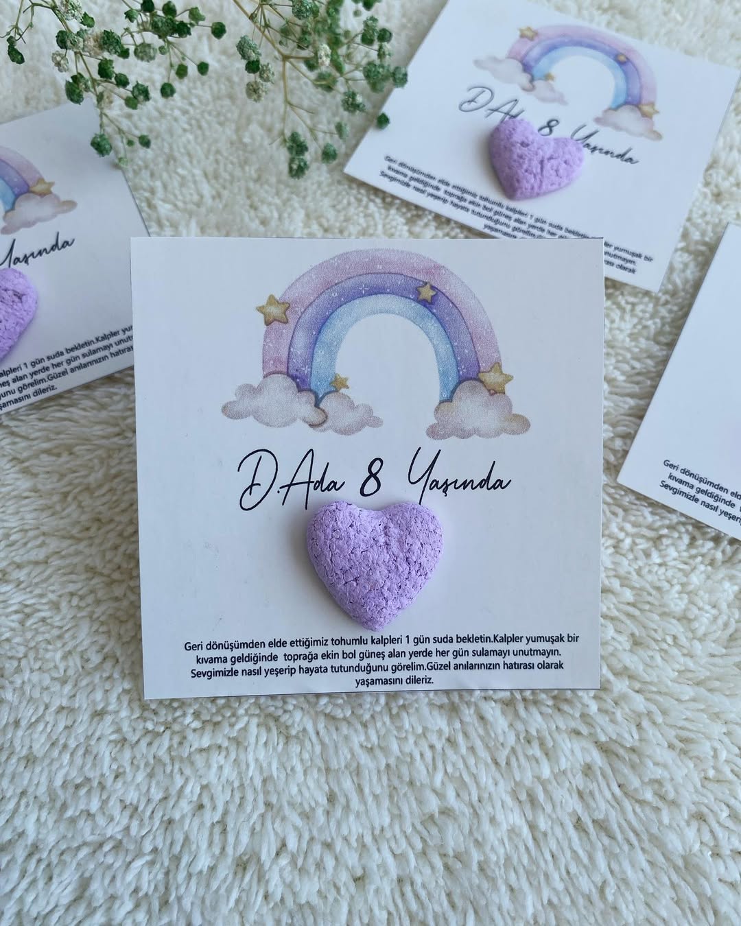 My Design - Mor Gökkuşağı Desenli Doğum Günü Tohum Kartı