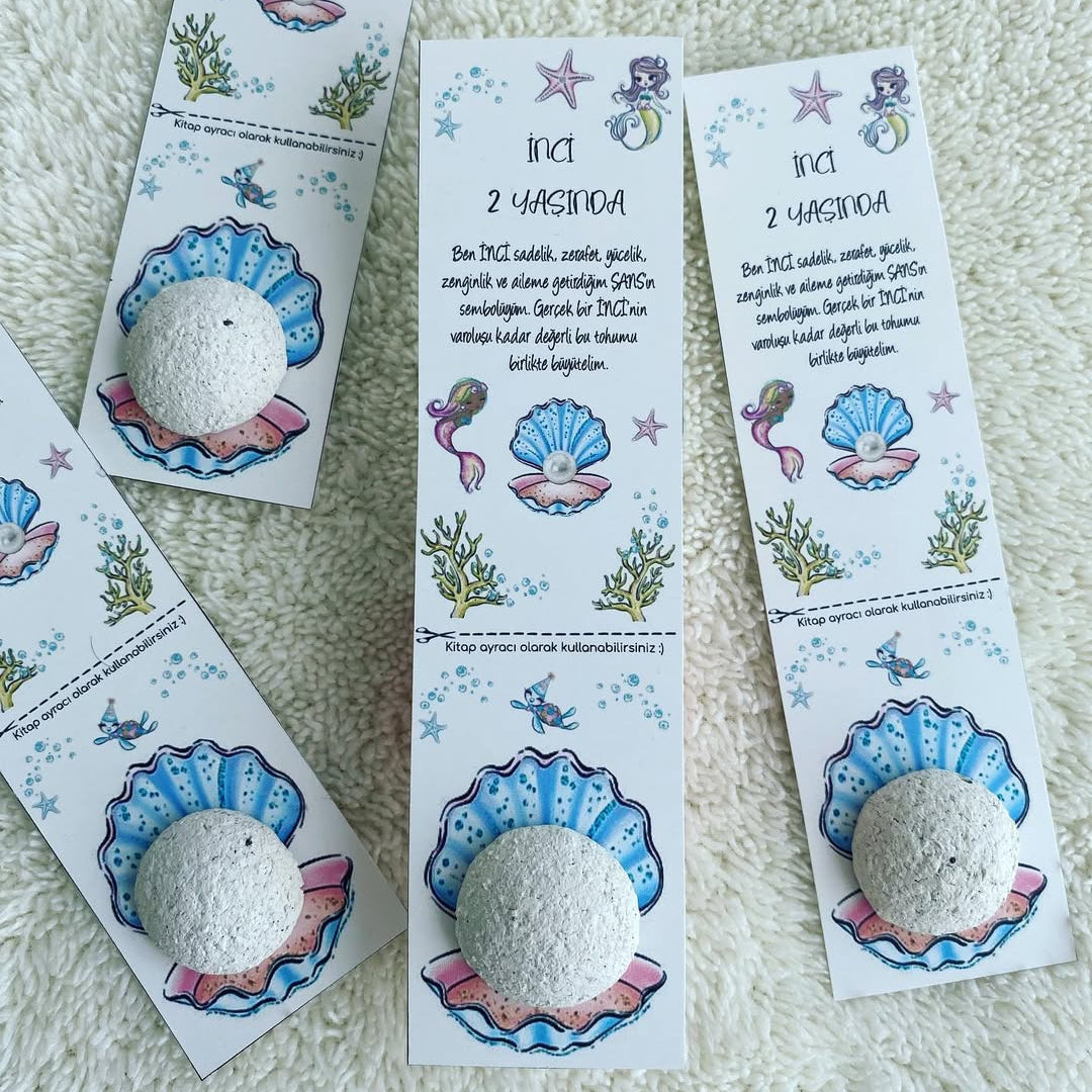 My Design - Küçük İstiridye Desenli Kitap Ayracı Doğum Günü Tohum Kartı