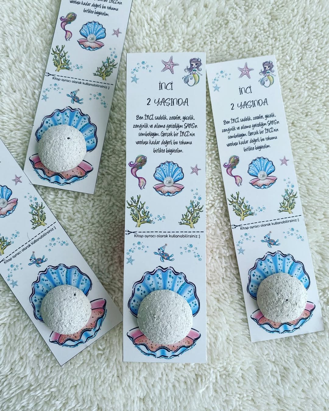 My Design - Küçük İstiridye Desenli Kitap Ayracı Doğum Günü Tohum Kartı