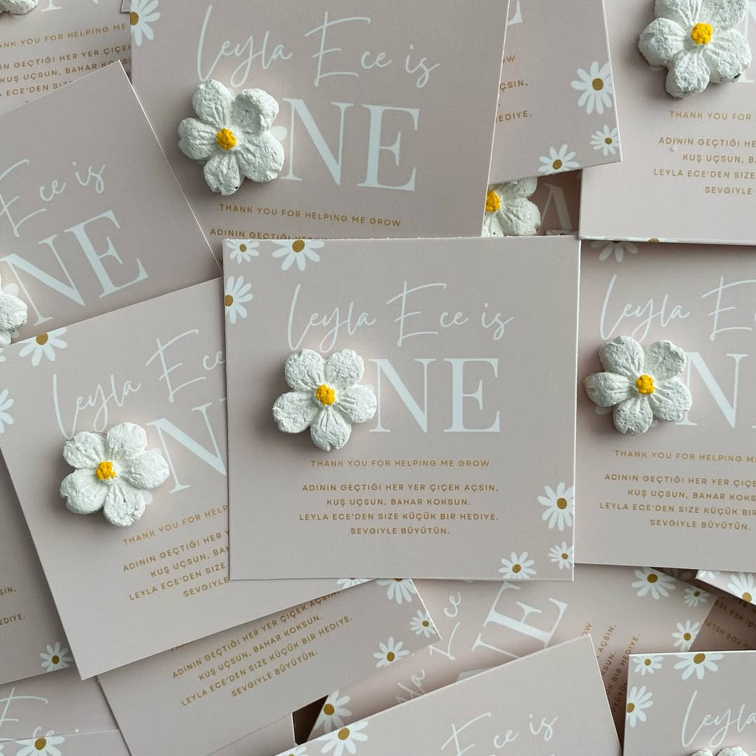 My Design - 1 Yaş Doğum Günü Papatya Detaylı Tohum Kartı