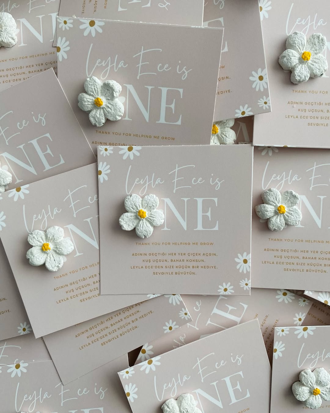 My Design - 1 Yaş Doğum Günü Papatya Detaylı Tohum Kartı