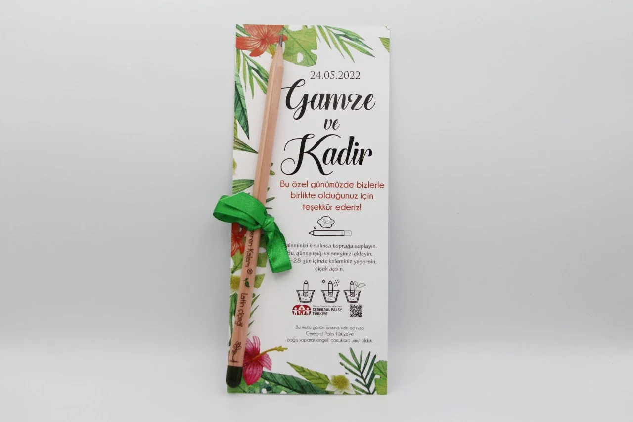 Türkiye Spastik Çocuklar Vakfı - Kartlı Kurdele Detaylı Yeşeren Tohumlu Kalem