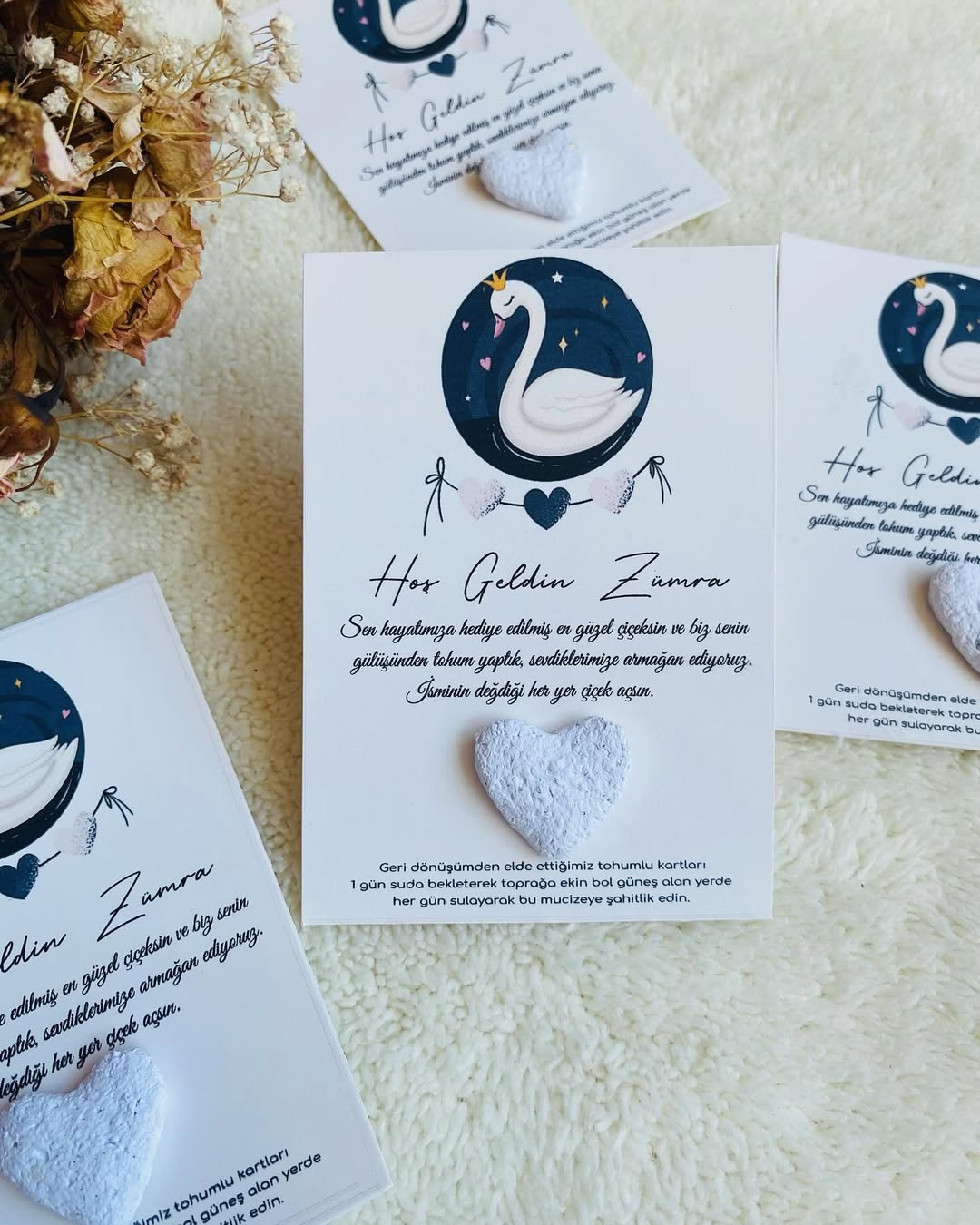 My Design - Sevimli Kuğu Detaylı Yenidoğan Tohum Kartı