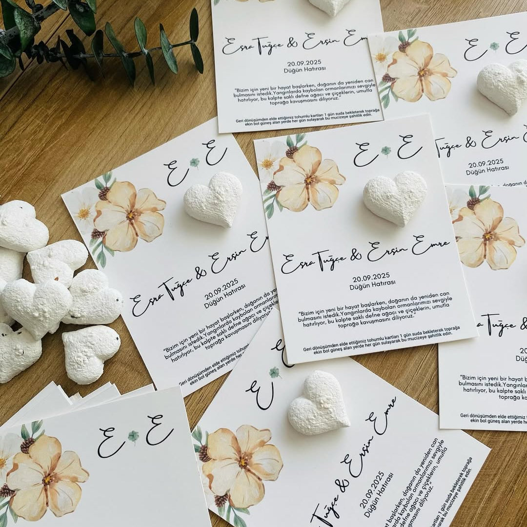 My Design - Beyaz Kalpli Çiçek Detaylı Tohum Kartı